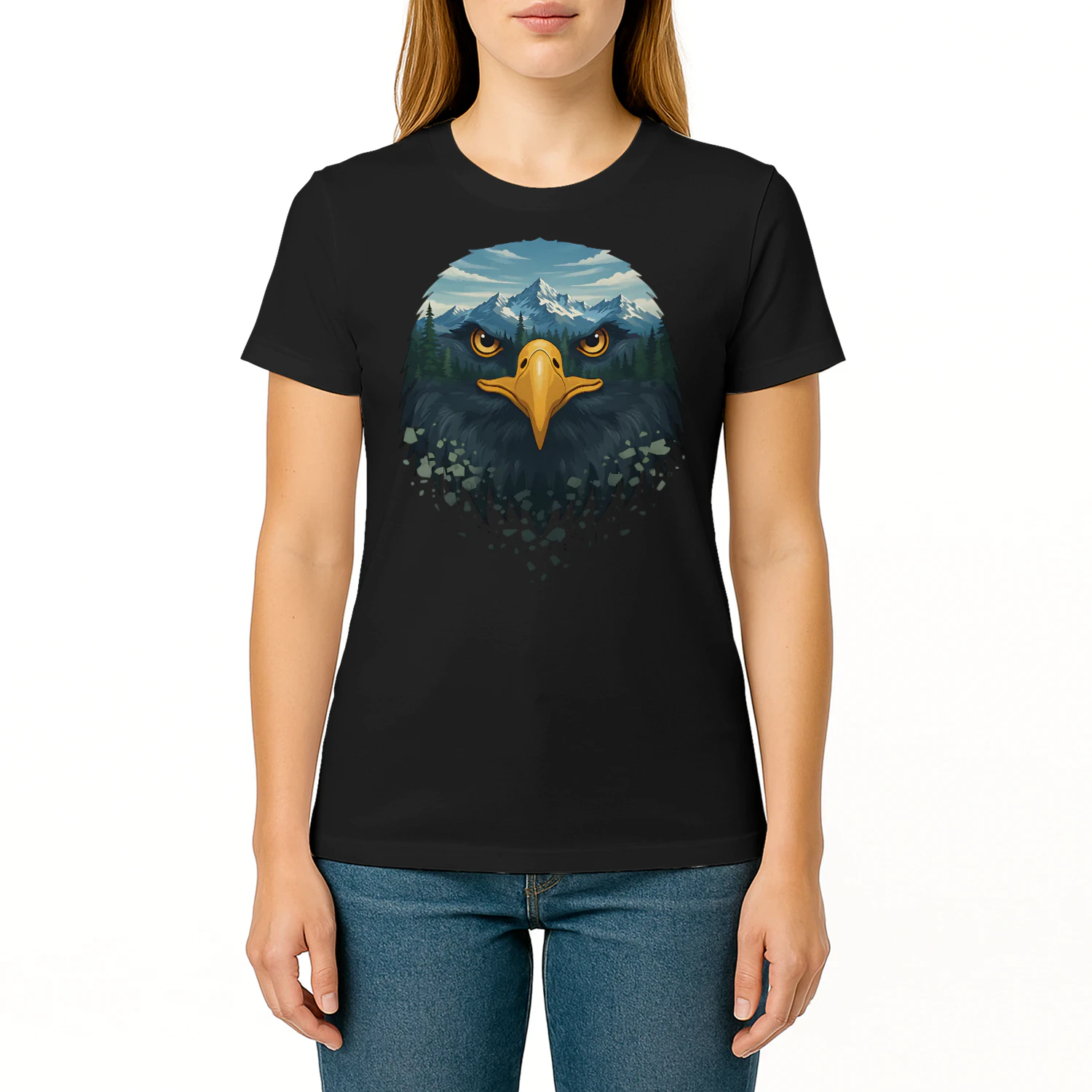 Majestic Eagle Mountain Forest Double Exposure Outdoor Nature Graphic