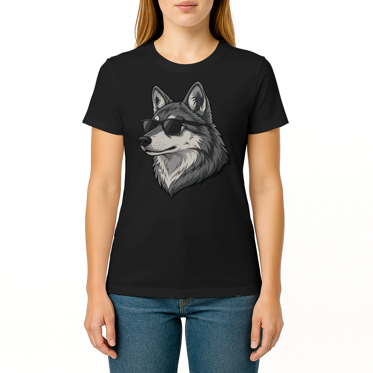 Cool Wolf Wearing Black Sunglasses Retro Lone Wolf Graphic