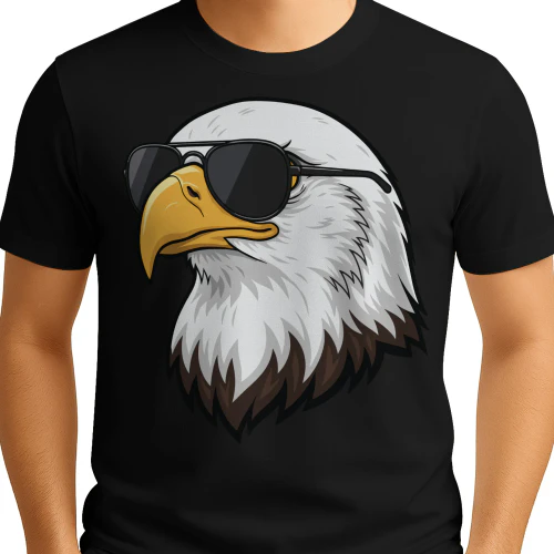 Cool Bald Eagle Wearing Black Aviator Sunglasses Patriotic Graphic
