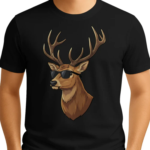 Cool Buck Deer Wearing Black Sunglasses Retro Hunting Graphic