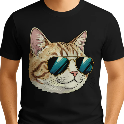 Cool Tabby Cat Gold Aviator Sunglasses Retro Cute Pet Graphic