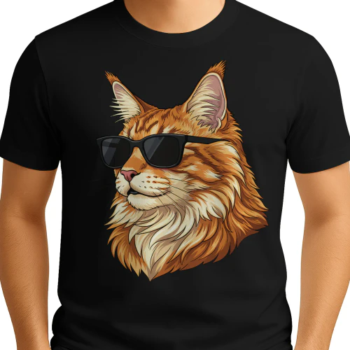 Cool Maine Coon Cat Wearing Sunglasses Retro Cute Pet Graphic