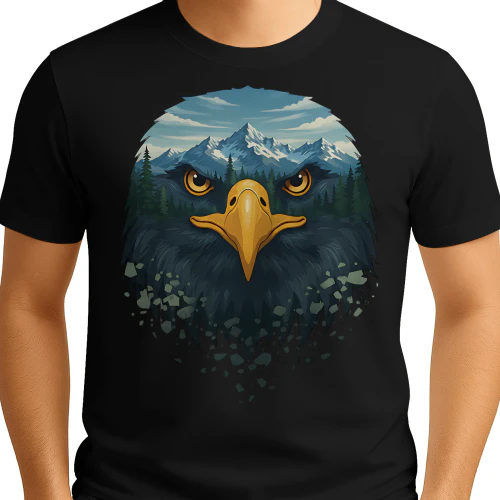 Majestic Eagle Mountain Forest Double Exposure Outdoor Nature Graphic