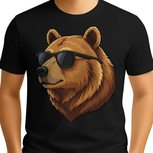 Cool Bear Wearing Black Sunglasses Retro Outdoor Wildlife Graphic