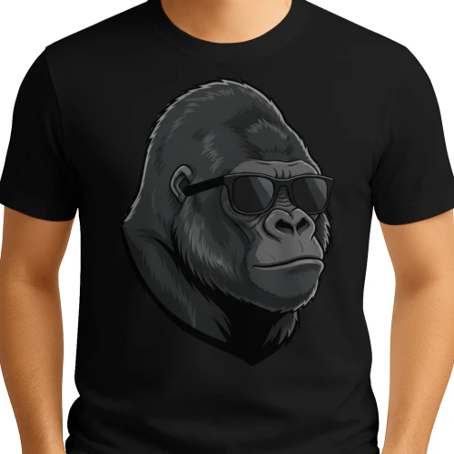 Cool Gorilla Wearing Black Sunglasses Retro Silverback Graphic