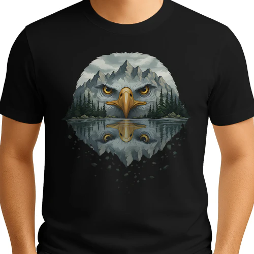 Majestic Eagle Mountain Lake Reflection Double Exposure Nature Graphic