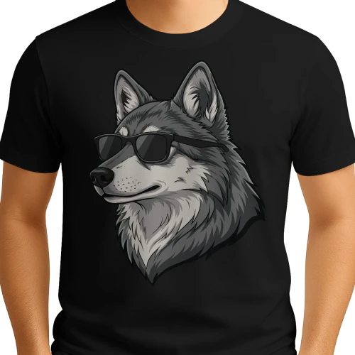Cool Wolf Wearing Black Sunglasses Retro Lone Wolf Graphic