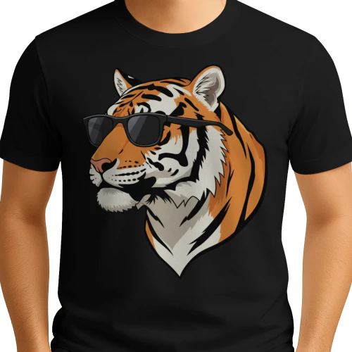 Cool Tiger Wearing Black Sunglasses Retro Wildlife Graphic