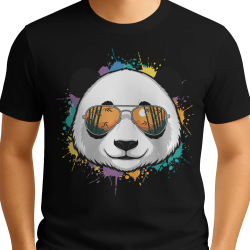 Colorful Panda Aviator Sunglasses Paint Splatter Bamboo Sunset