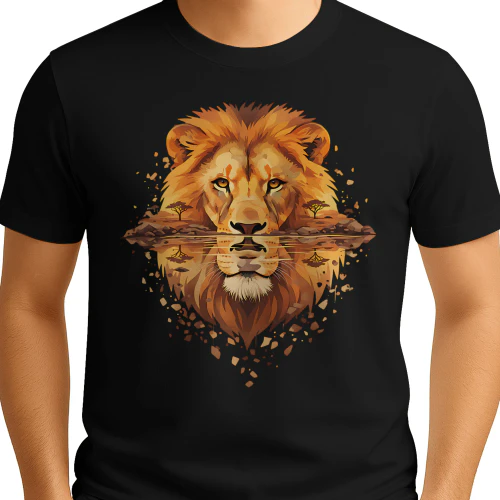 Majestic Lion African Savannah Water Reflection Double Exposure Graphic