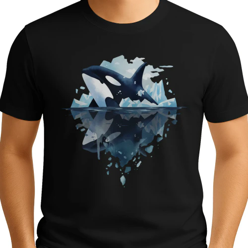 Majestic Orca Killer Whale Iceberg Water Reflection Double Exposure Graphic