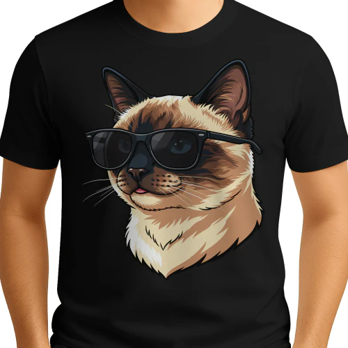 Cool Siamese Cat Wearing Sunglasses Retro Cute Pet Graphic
