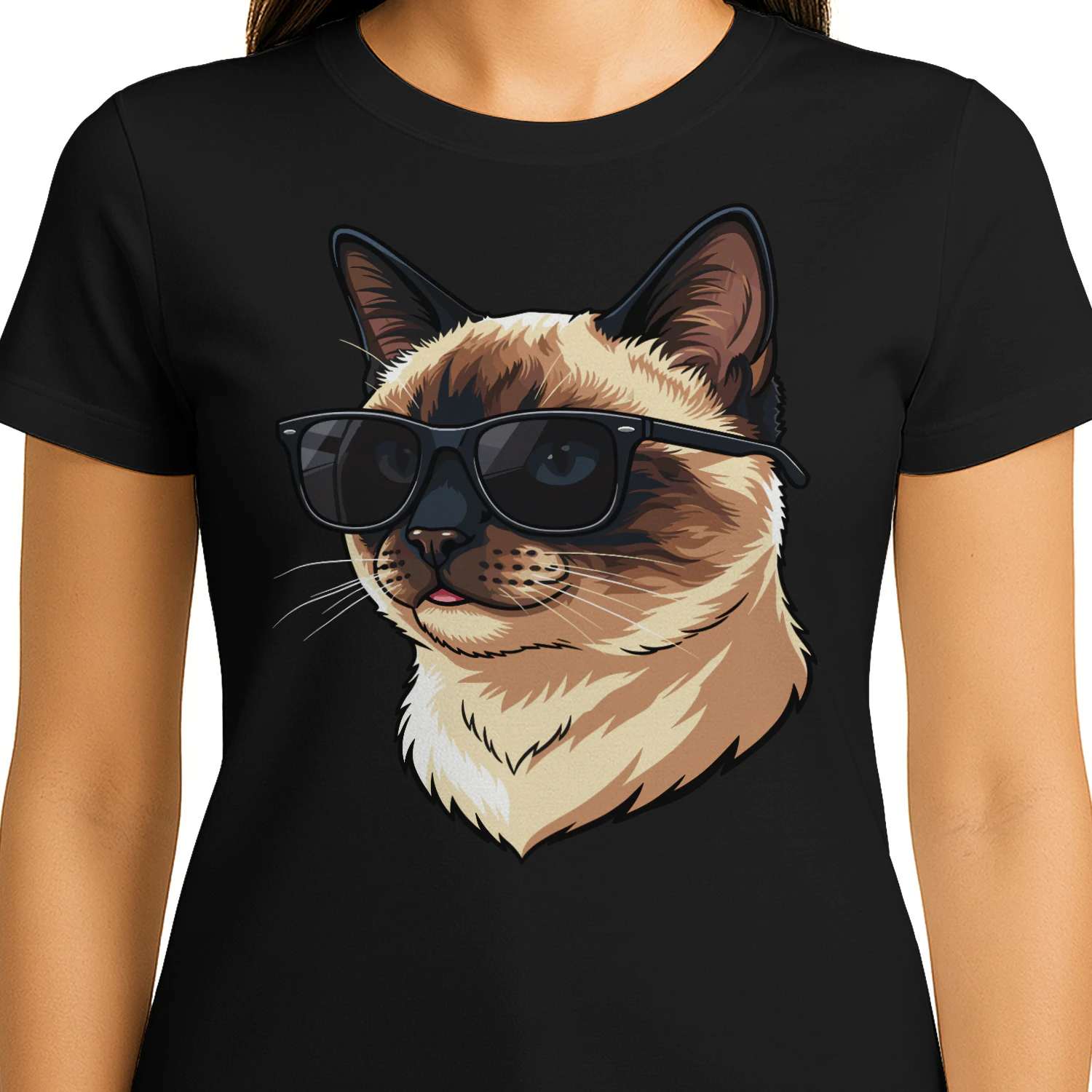 Cool Siamese Cat Wearing Sunglasses Retro Cute Pet Graphic