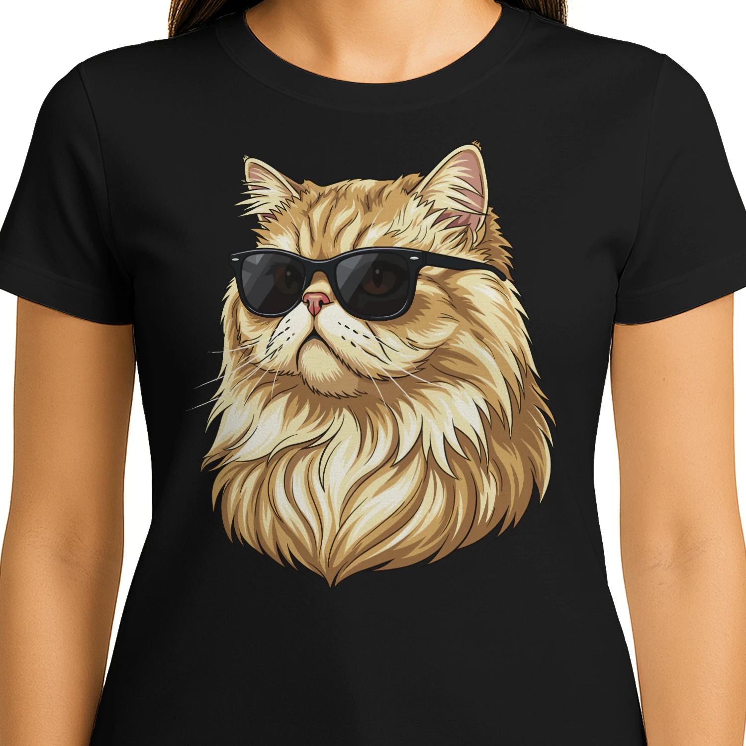 Cool Persian Cat Wearing Sunglasses Retro Cute Pet Graphic