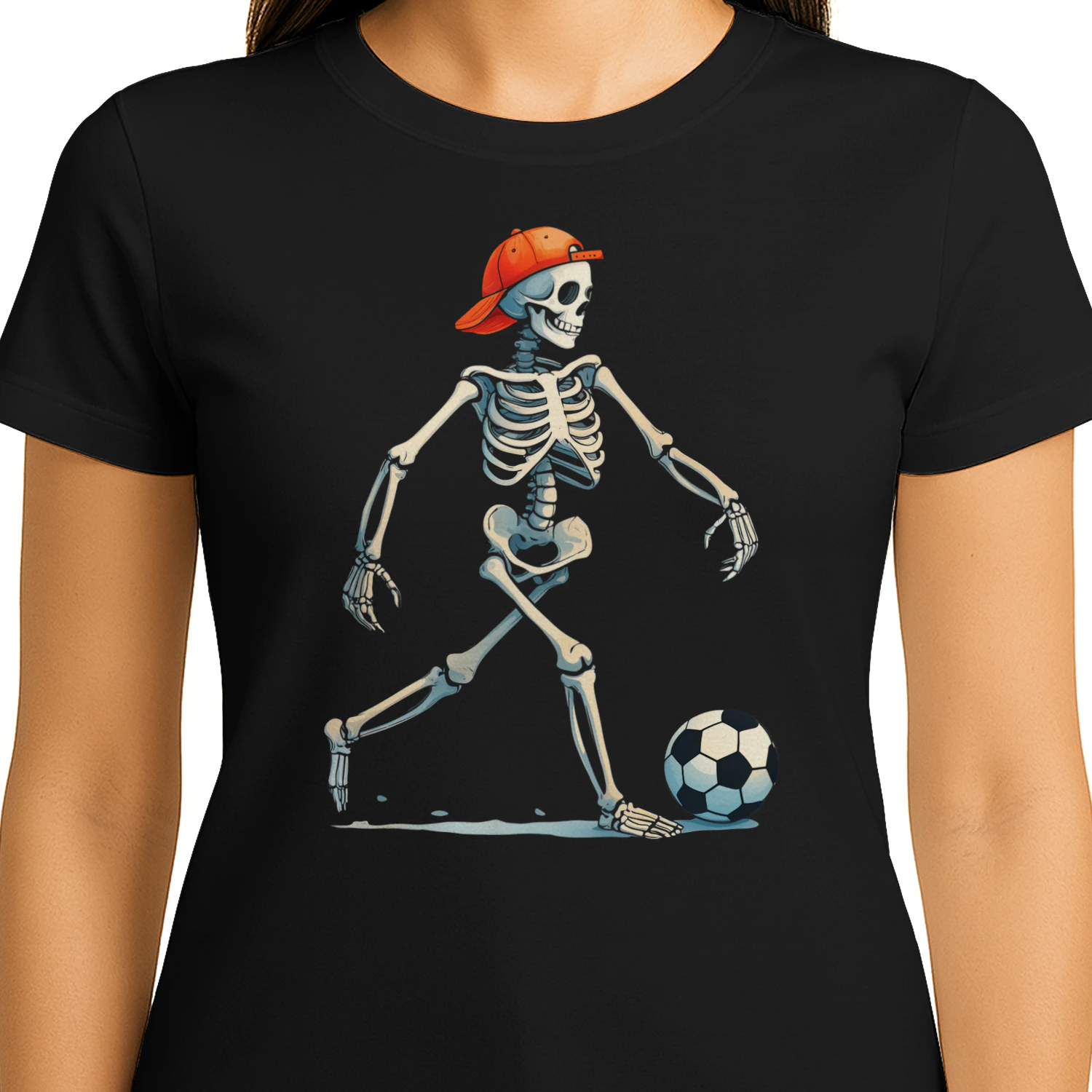 Funny Skeleton Playing Soccer Halloween T-Shirt