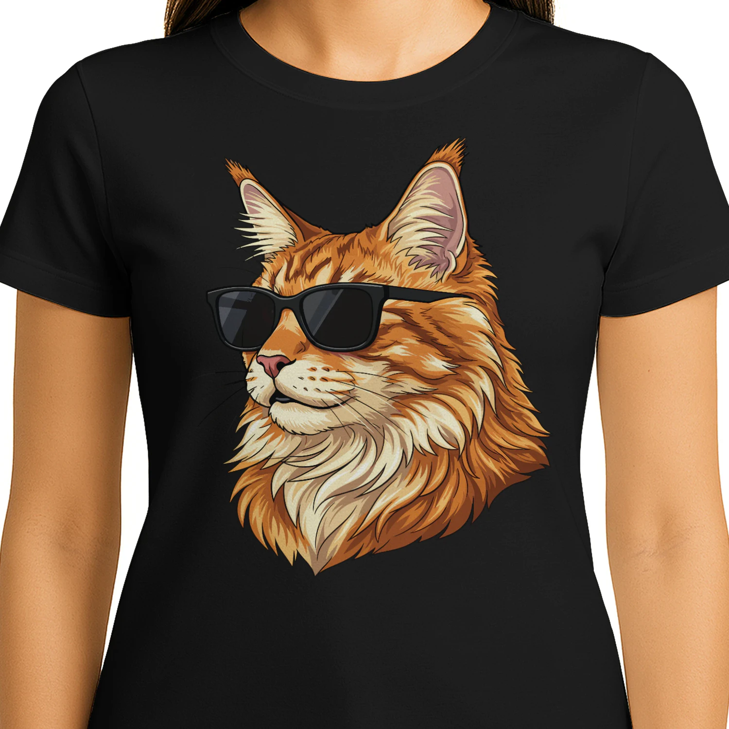 Cool Maine Coon Cat Wearing Sunglasses Retro Cute Pet Graphic