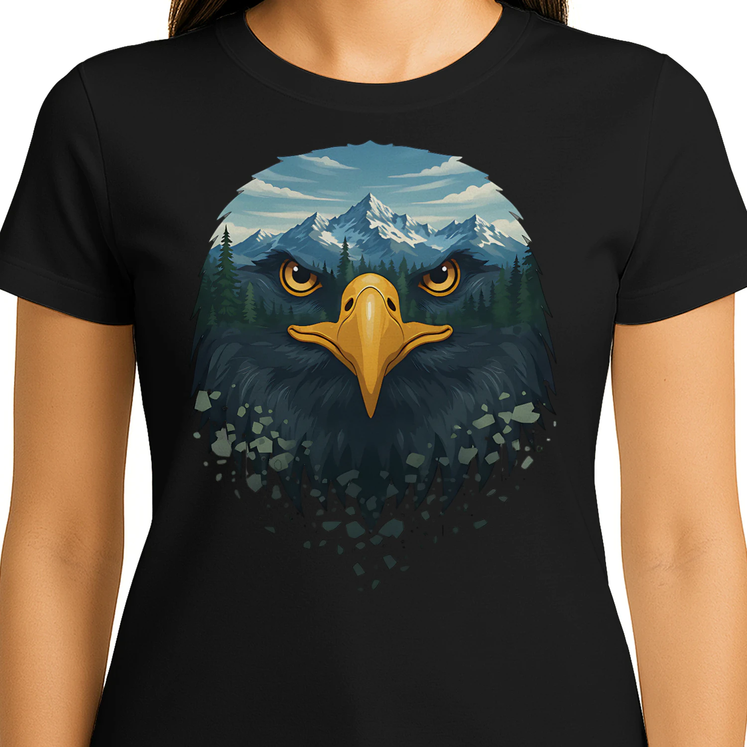 Majestic Eagle Mountain Forest Double Exposure Outdoor Nature Graphic
