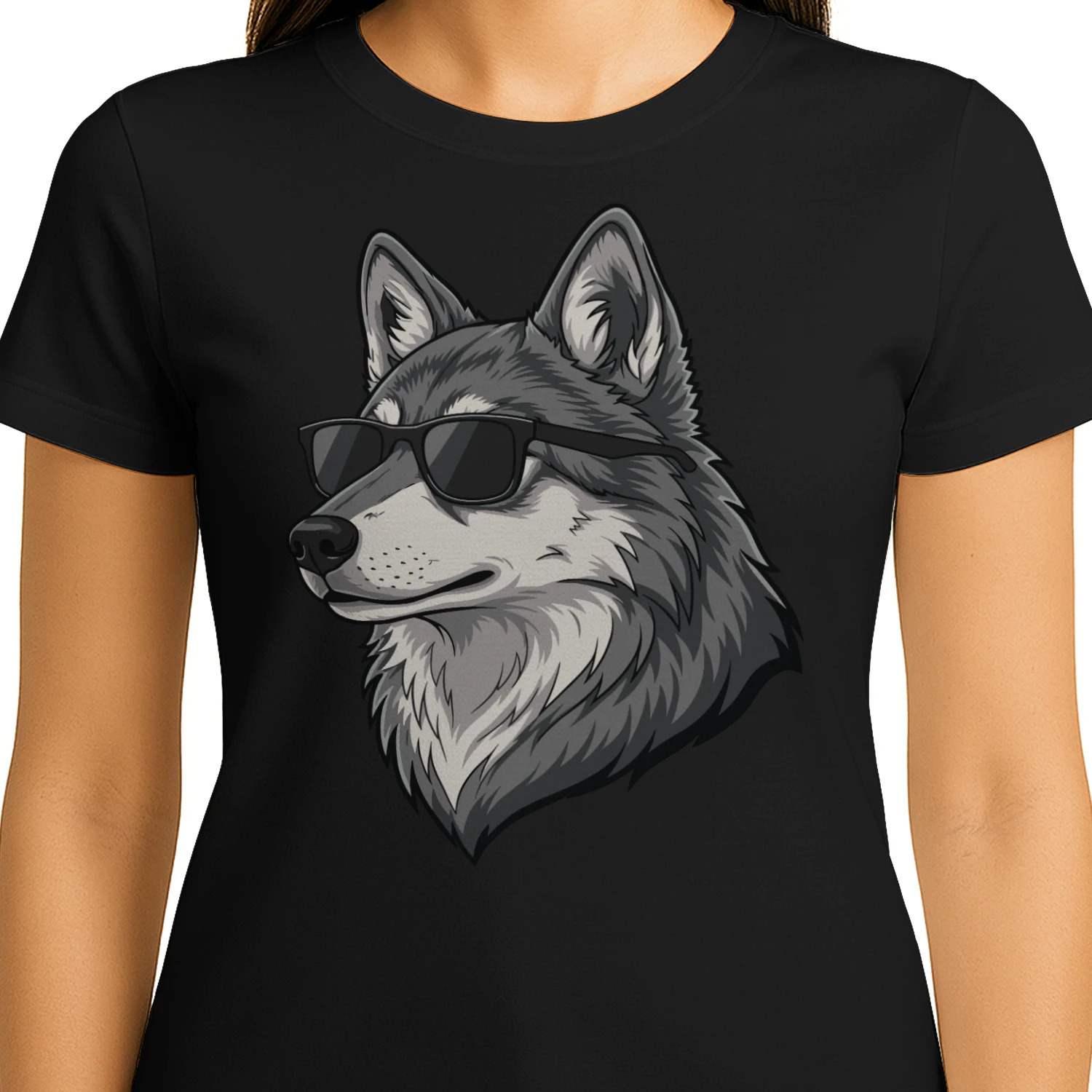 Cool Wolf Wearing Black Sunglasses Retro Lone Wolf Graphic