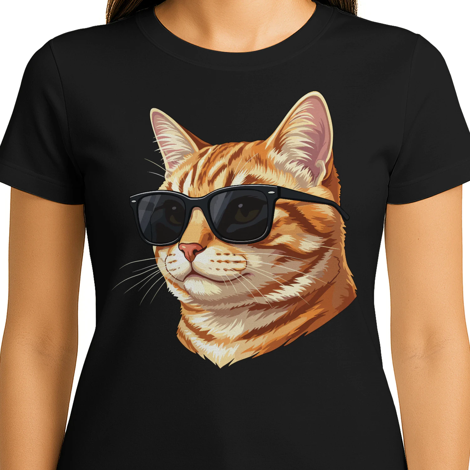 Cool Orange Tabby Cat Wearing Sunglasses Retro Cute Pet Graphic