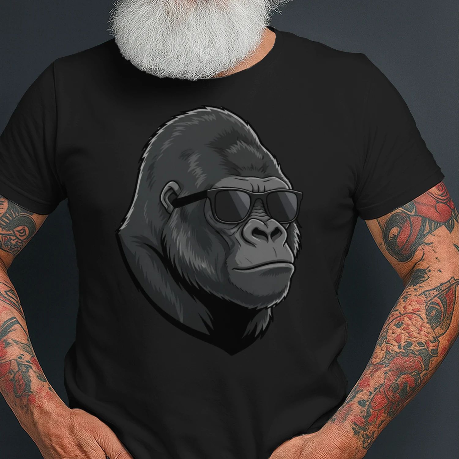 Cool Gorilla Wearing Black Sunglasses Retro Silverback Graphic