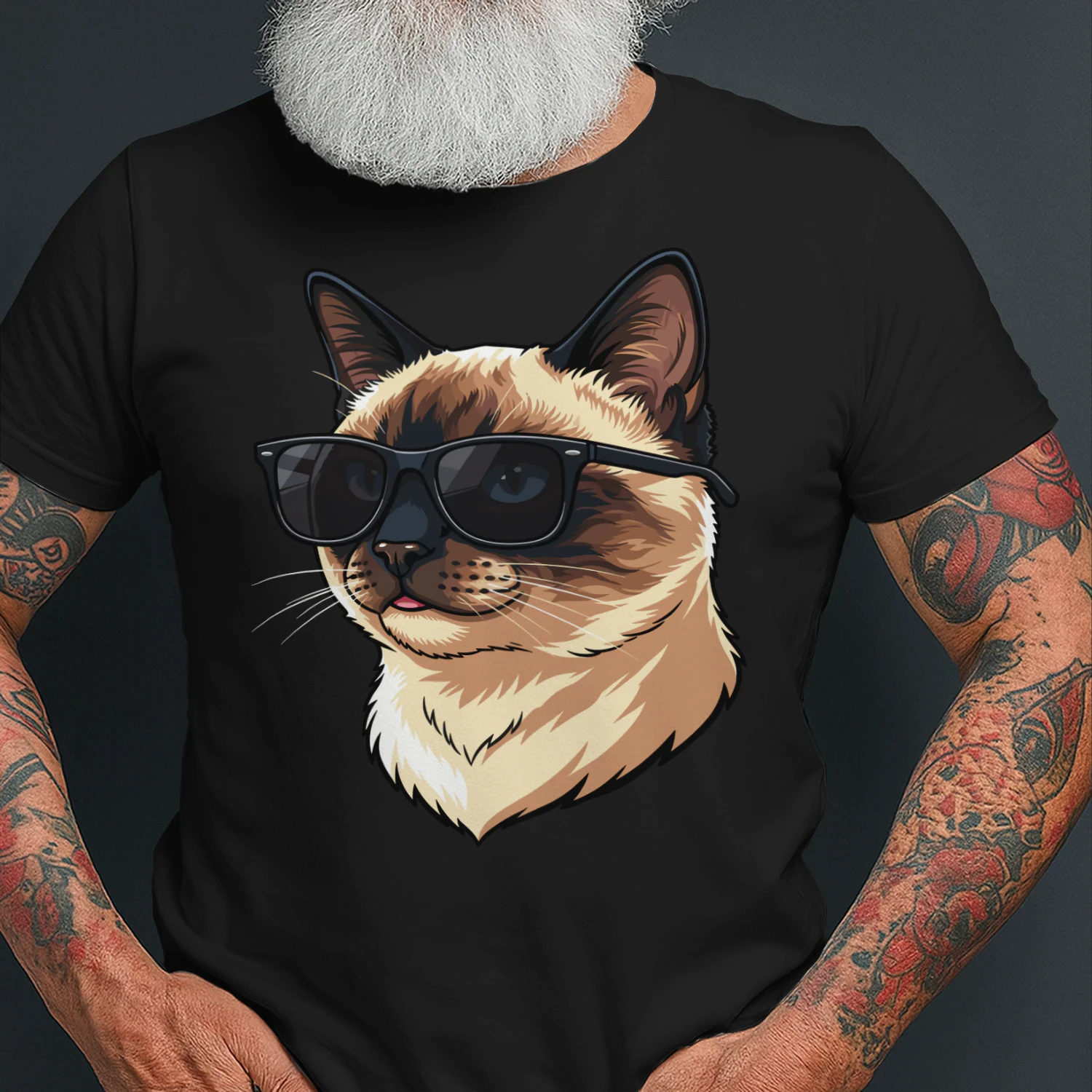 Cool Siamese Cat Wearing Sunglasses Retro Cute Pet Graphic