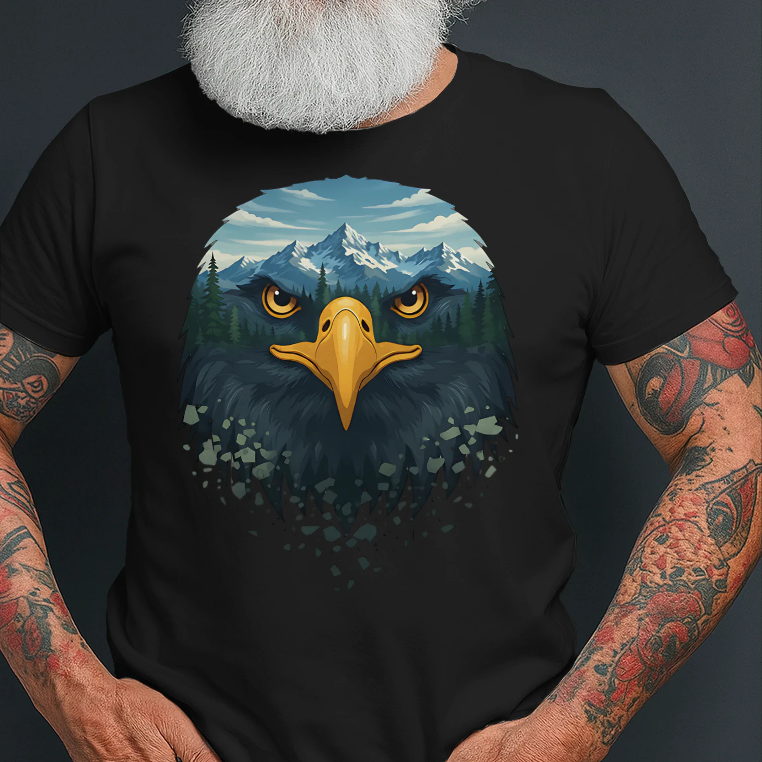 Majestic Eagle Mountain Forest Double Exposure Outdoor Nature Graphic
