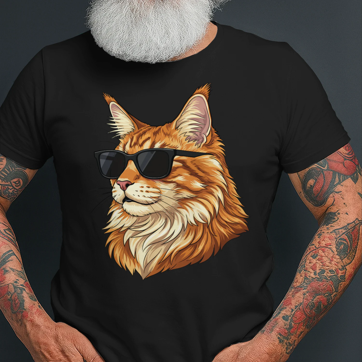 Cool Maine Coon Cat Wearing Sunglasses Retro Cute Pet Graphic