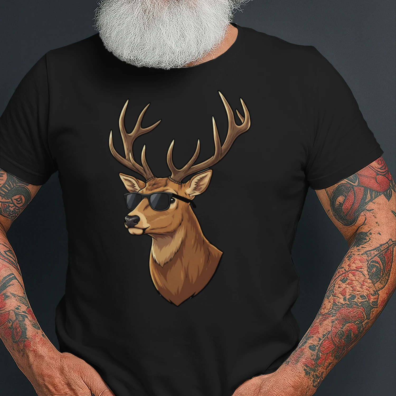 Cool Buck Deer Wearing Black Sunglasses Retro Hunting Graphic