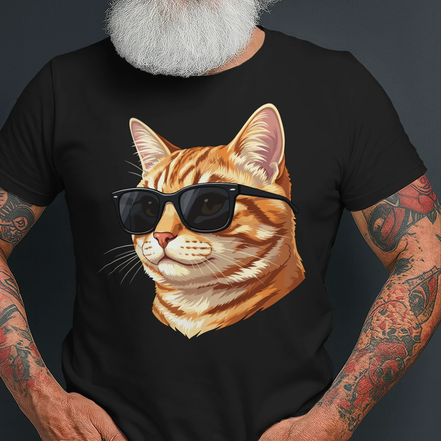 Cool Orange Tabby Cat Wearing Sunglasses Retro Cute Pet Graphic