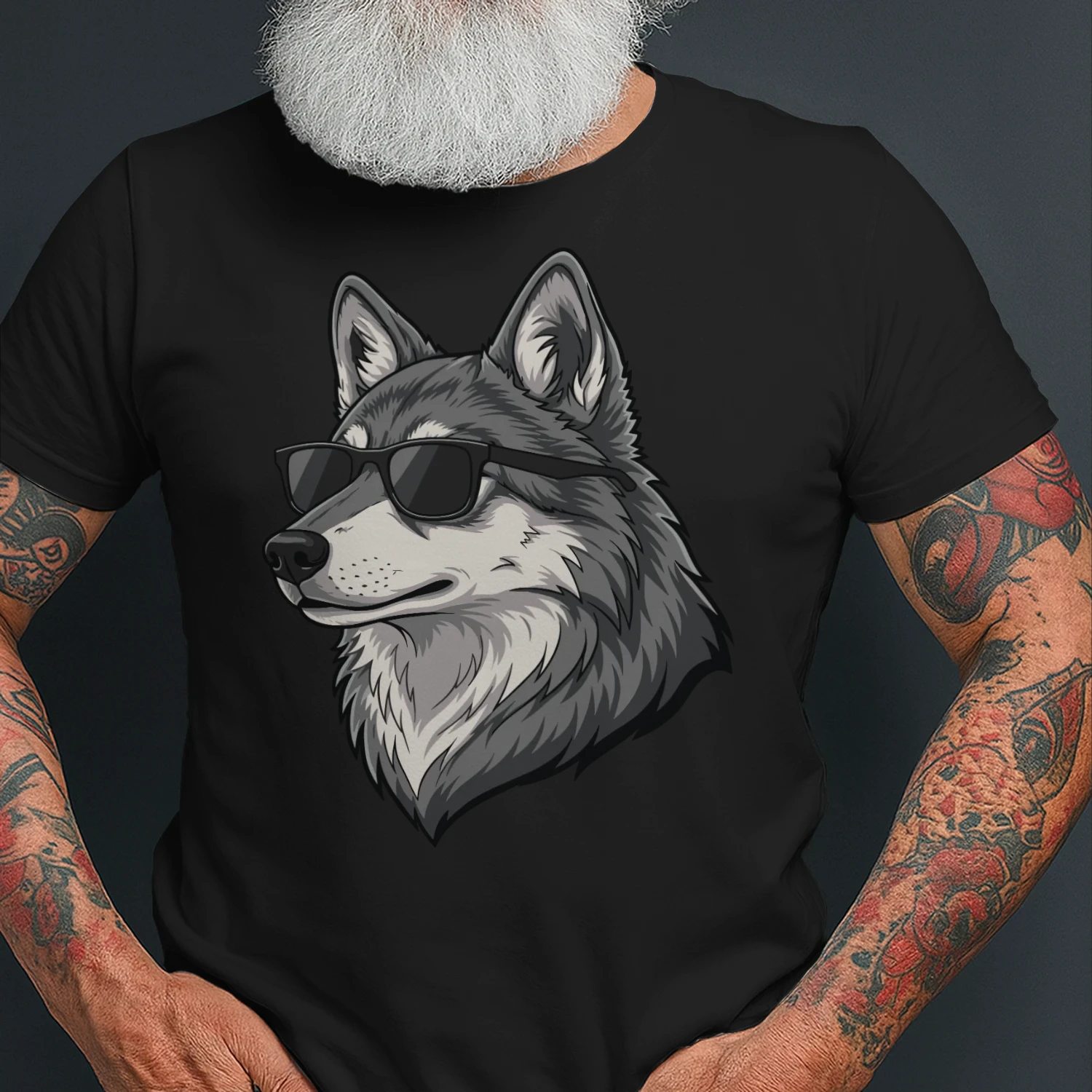 Cool Wolf Wearing Black Sunglasses Retro Lone Wolf Graphic