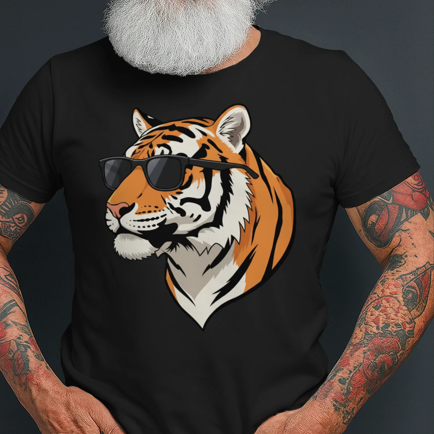 Cool Tiger Wearing Black Sunglasses Retro Wildlife Graphic