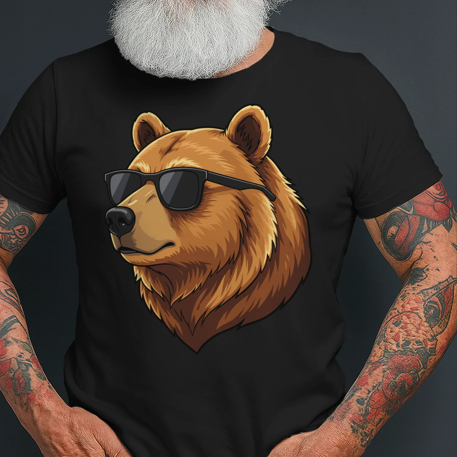 Cool Bear Wearing Black Sunglasses Retro Outdoor Wildlife Graphic