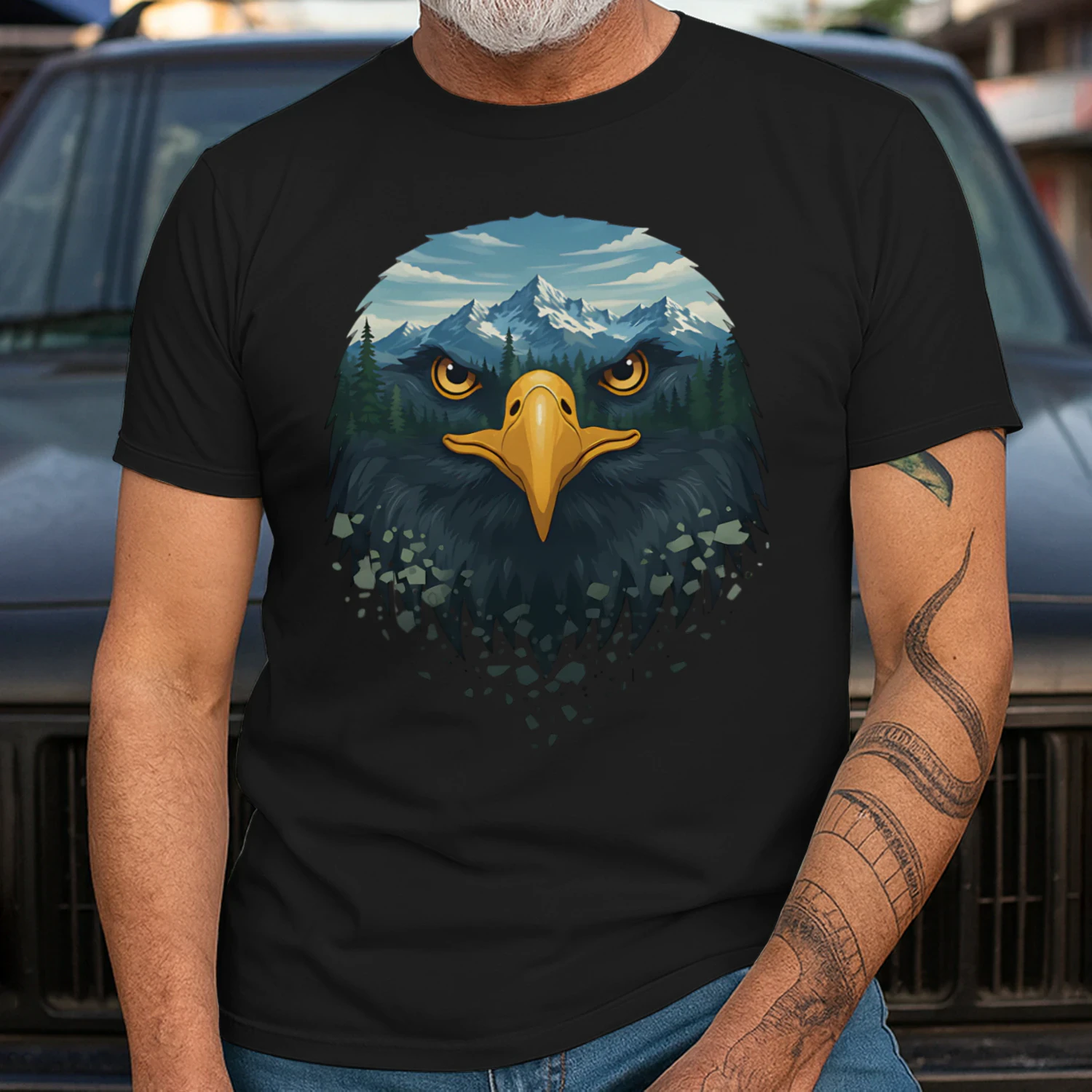 Majestic Eagle Mountain Forest Double Exposure Outdoor Nature Graphic