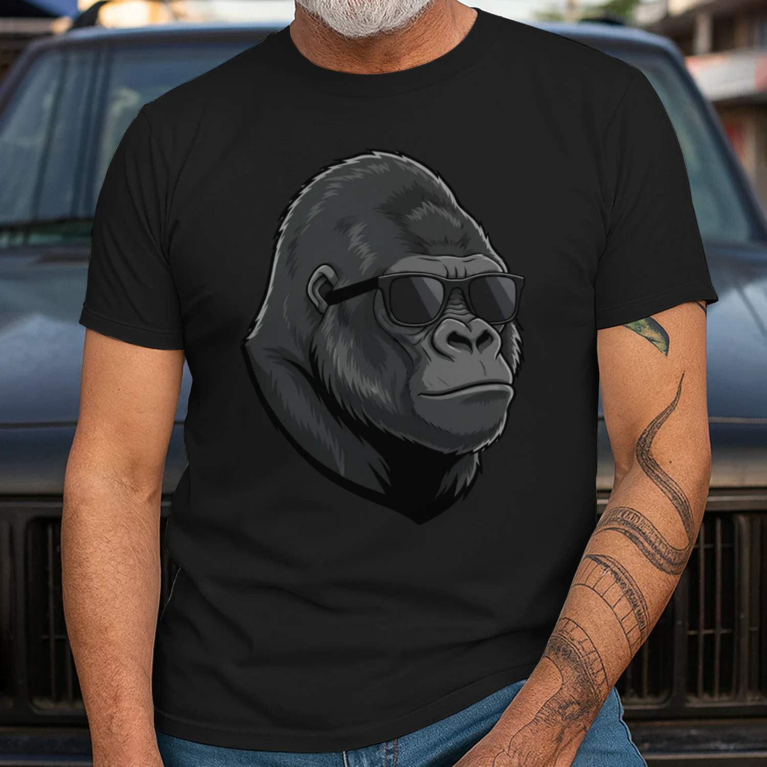 Cool Gorilla Wearing Black Sunglasses Retro Silverback Graphic