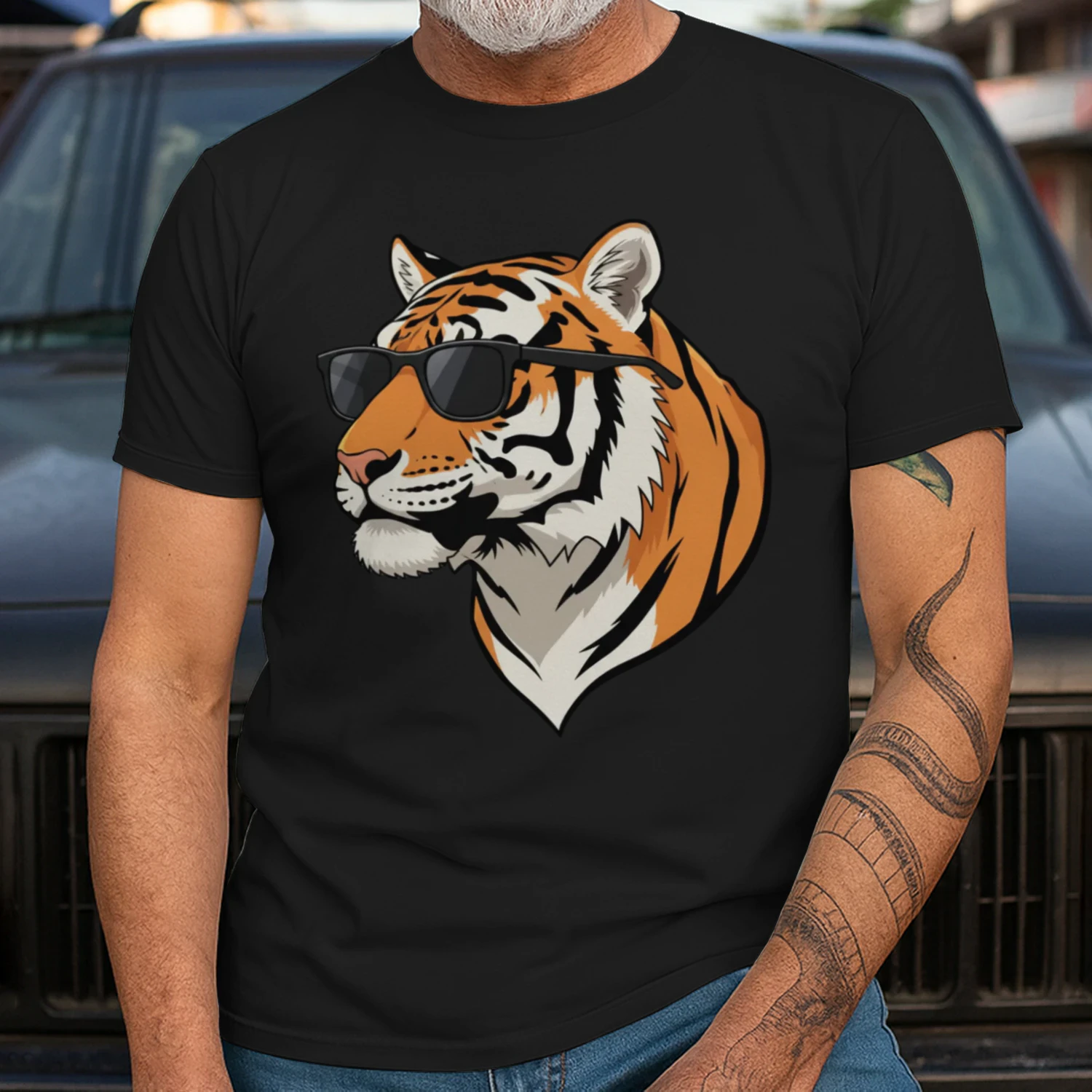 Cool Tiger Wearing Black Sunglasses Retro Wildlife Graphic