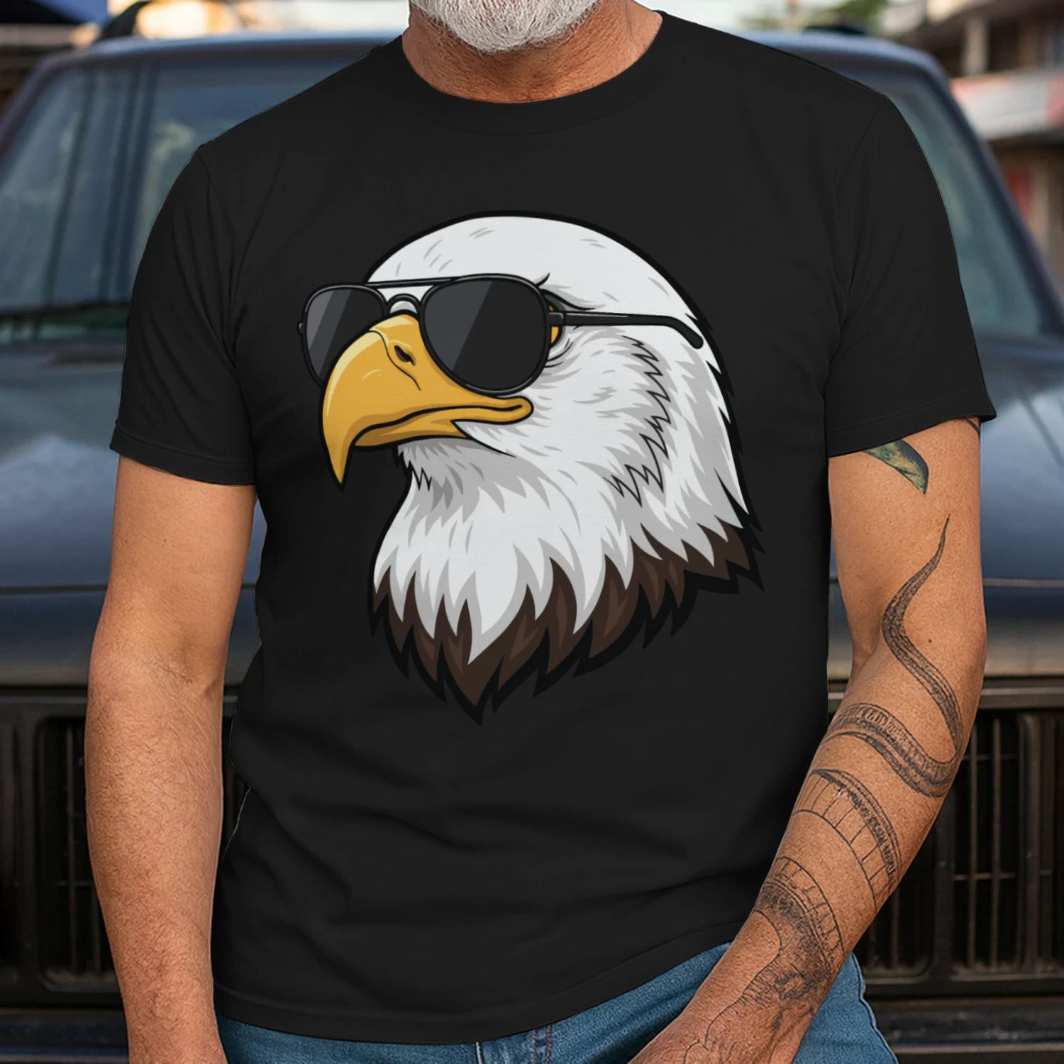 Cool Bald Eagle Wearing Black Aviator Sunglasses Patriotic Graphic