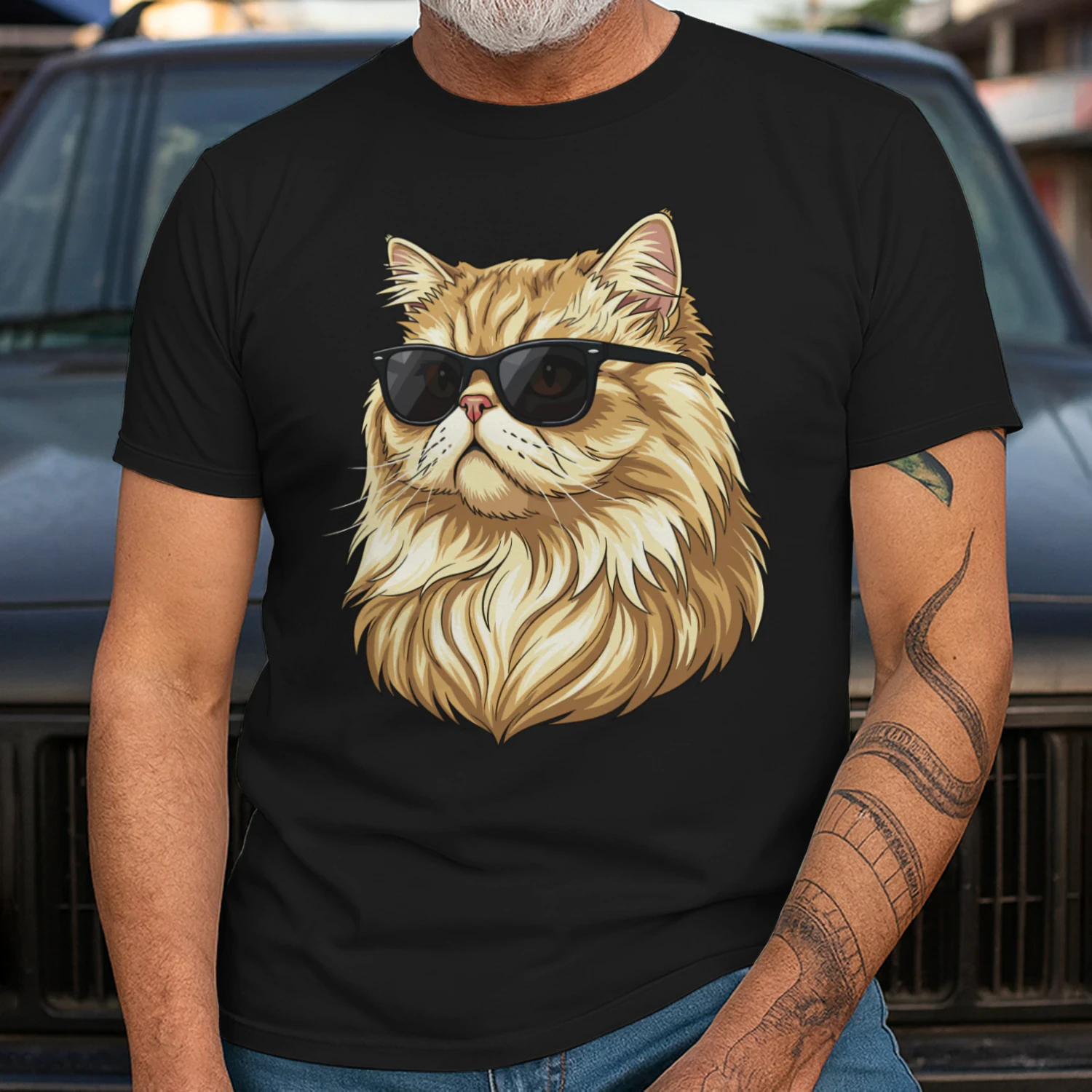 Cool Persian Cat Wearing Sunglasses Retro Cute Pet Graphic