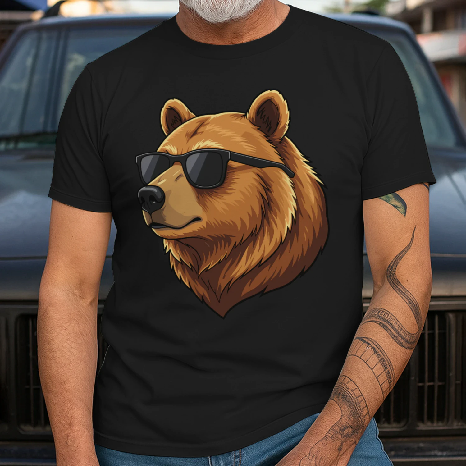 Cool Bear Wearing Black Sunglasses Retro Outdoor Wildlife Graphic