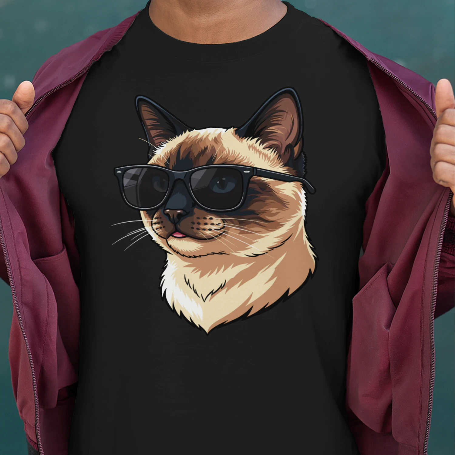 Cool Siamese Cat Wearing Sunglasses Retro Cute Pet Graphic