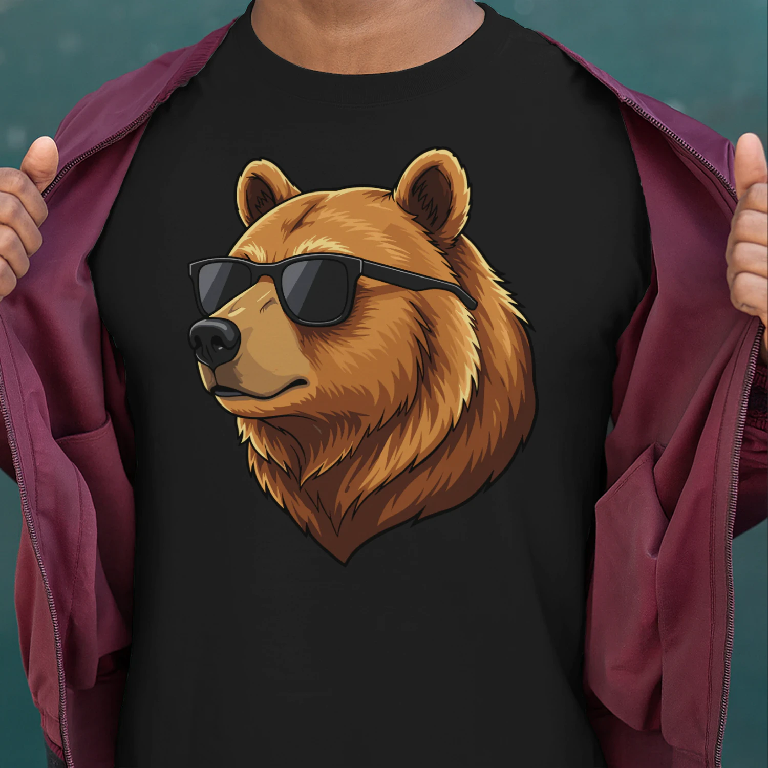 Cool Bear Wearing Black Sunglasses Retro Outdoor Wildlife Graphic