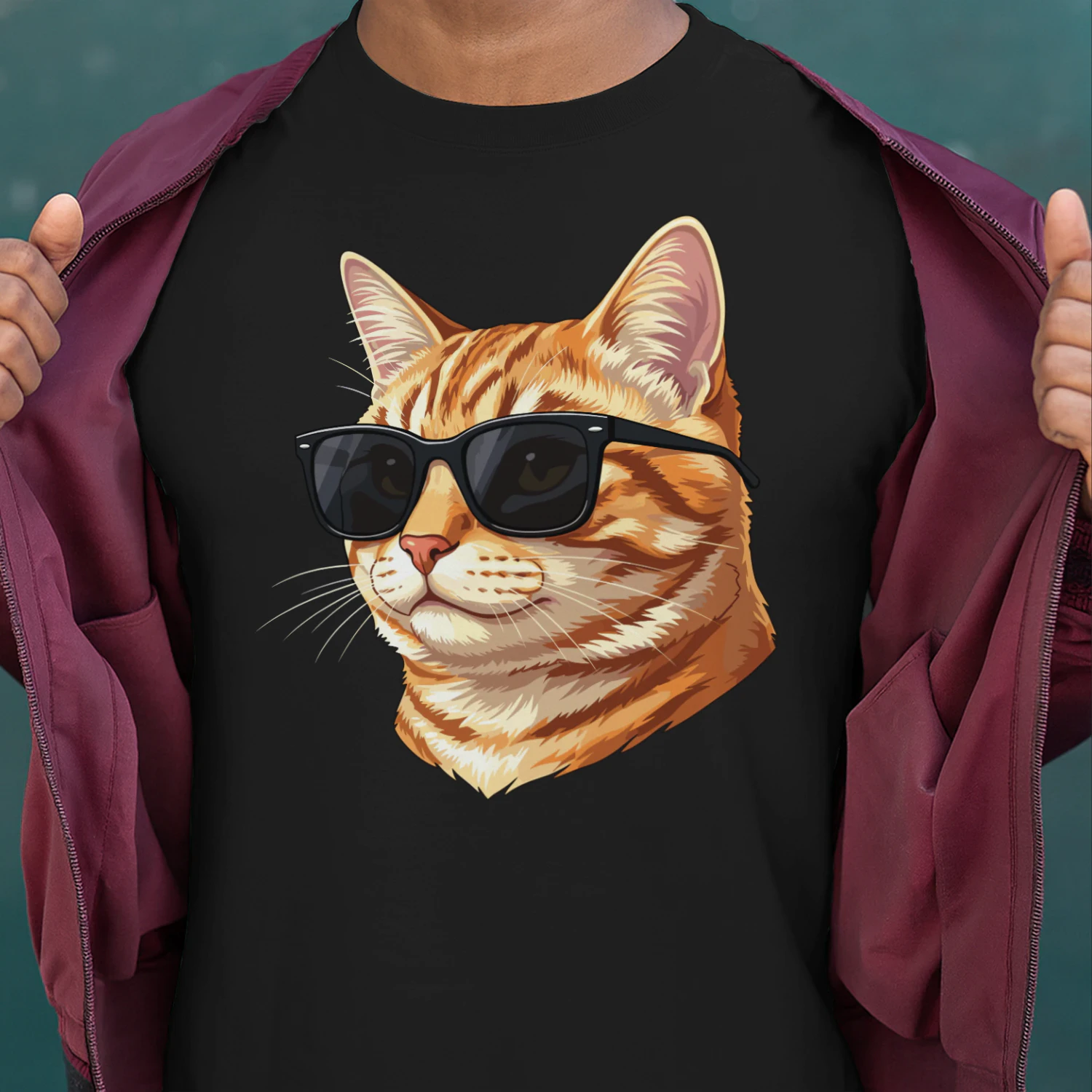 Cool Orange Tabby Cat Wearing Sunglasses Retro Cute Pet Graphic