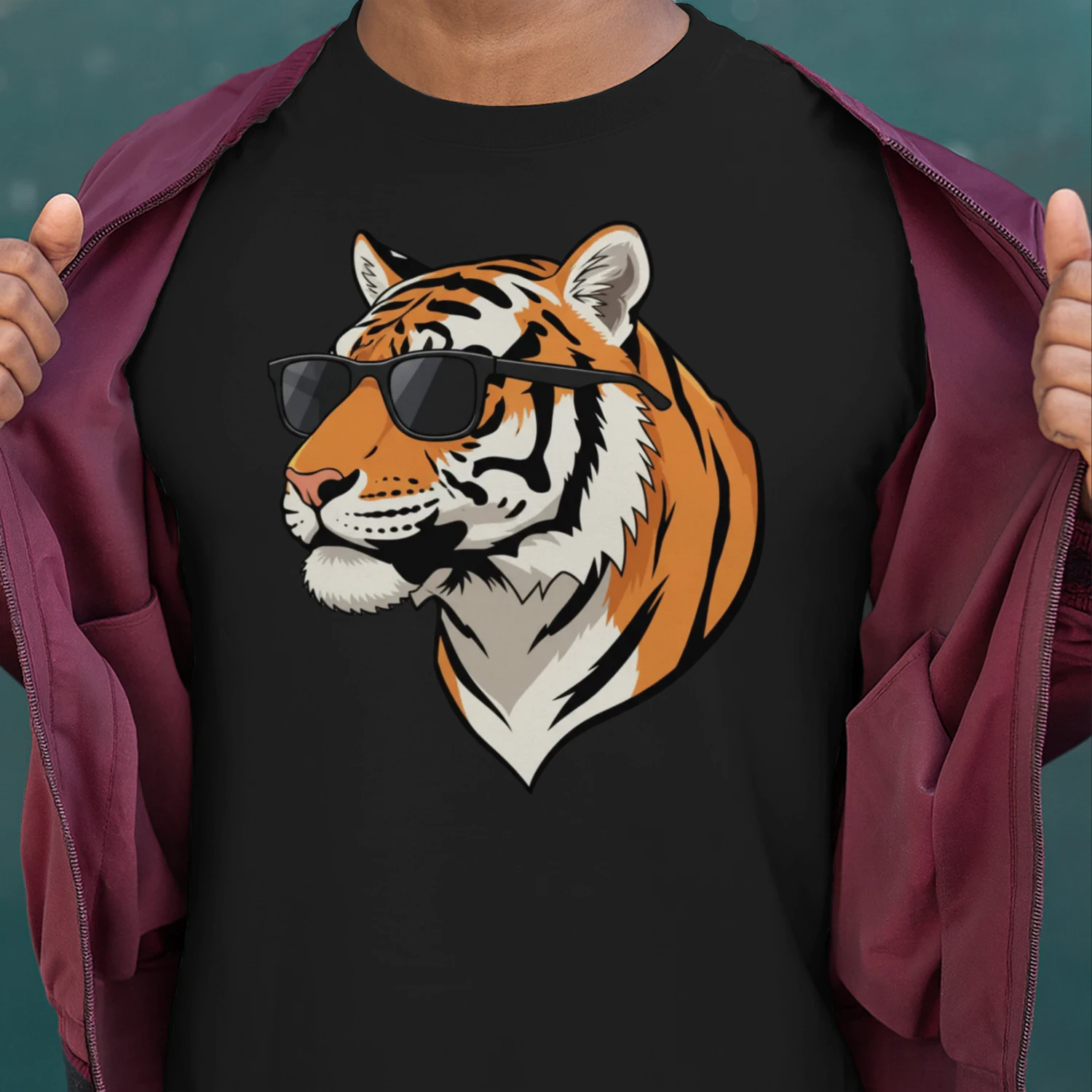 Cool Tiger Wearing Black Sunglasses Retro Wildlife Graphic