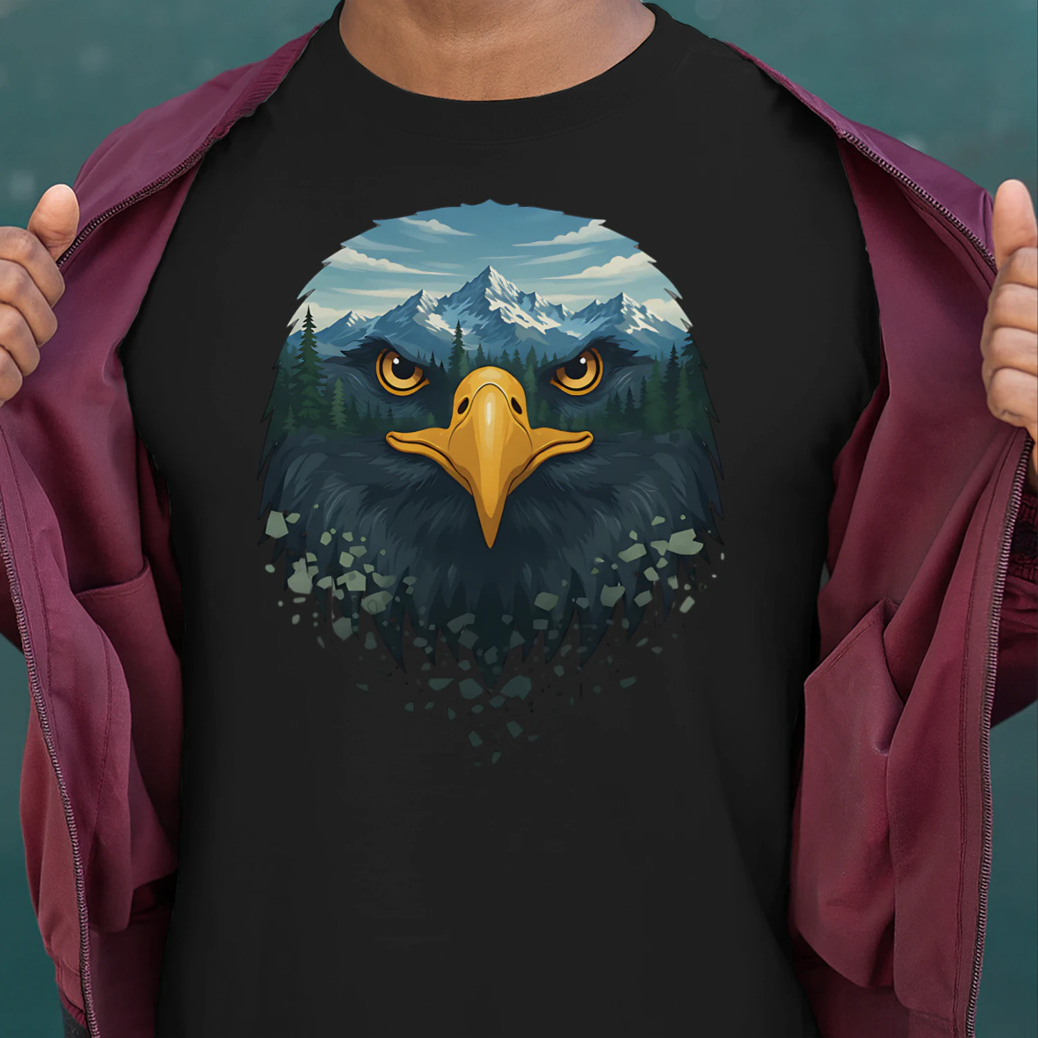 Majestic Eagle Mountain Forest Double Exposure Outdoor Nature Graphic