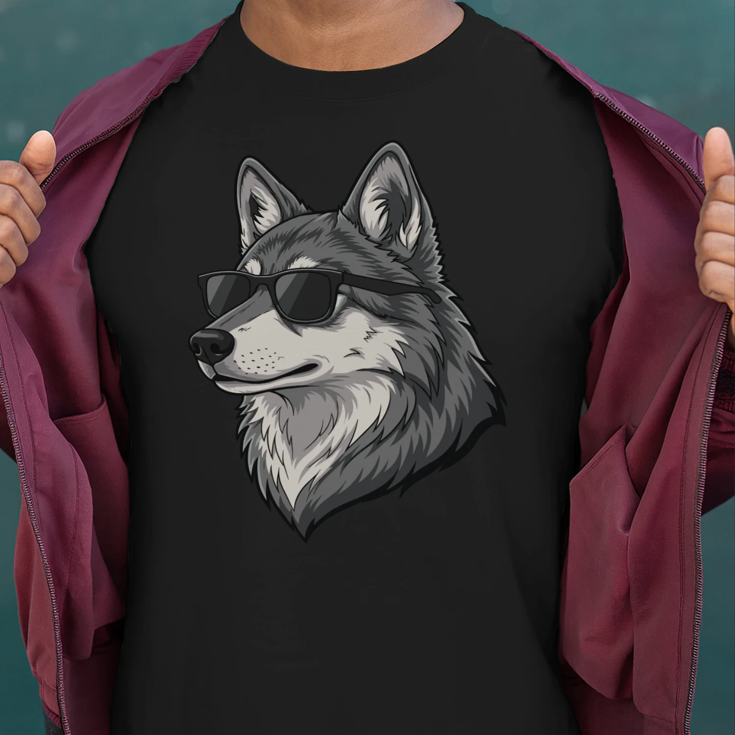 Cool Wolf Wearing Black Sunglasses Retro Lone Wolf Graphic