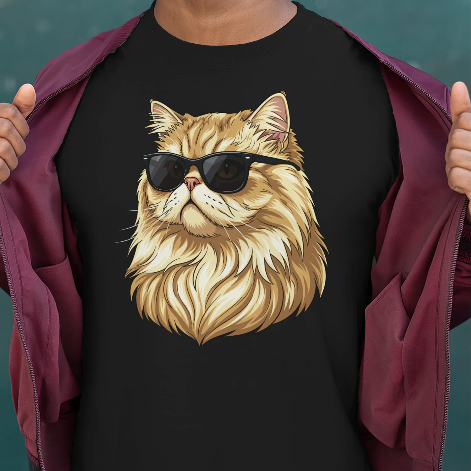 Cool Persian Cat Wearing Sunglasses Retro Cute Pet Graphic