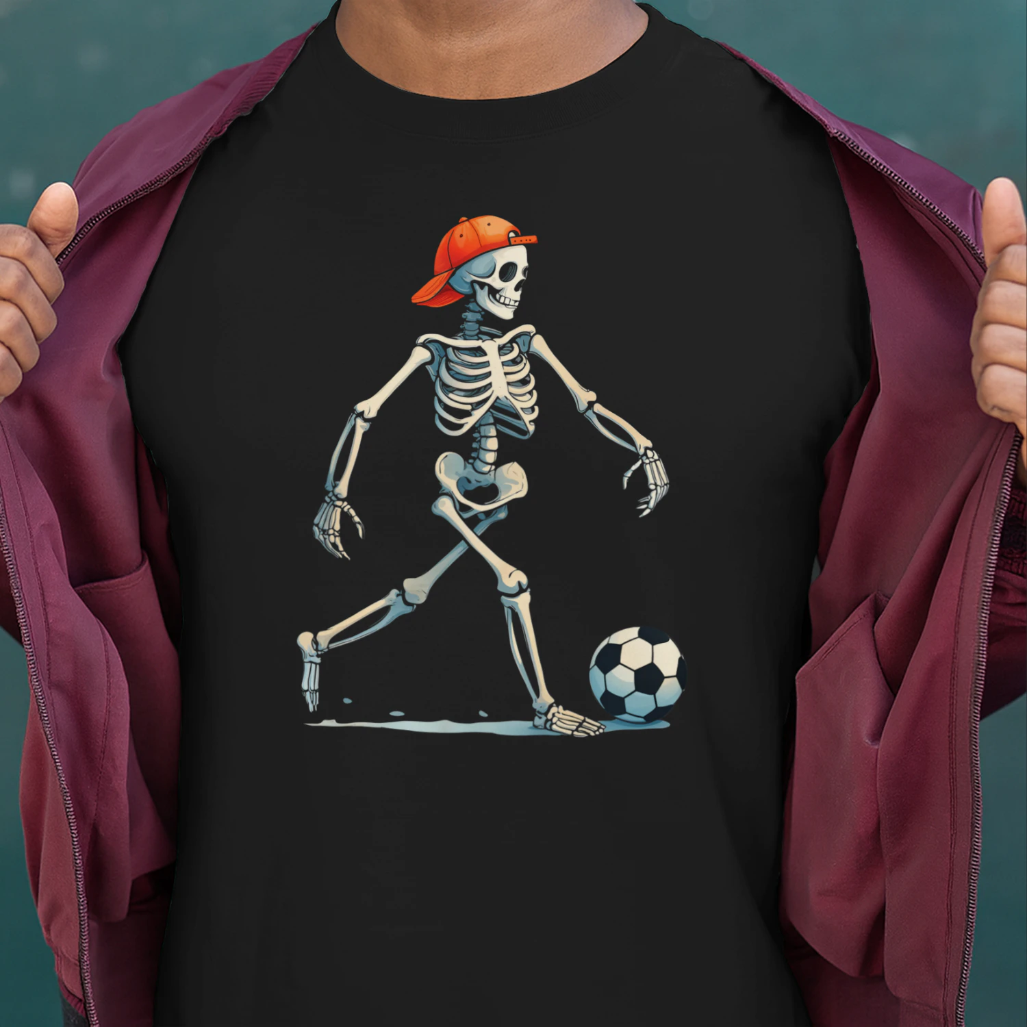 Funny Skeleton Playing Soccer Halloween T-Shirt