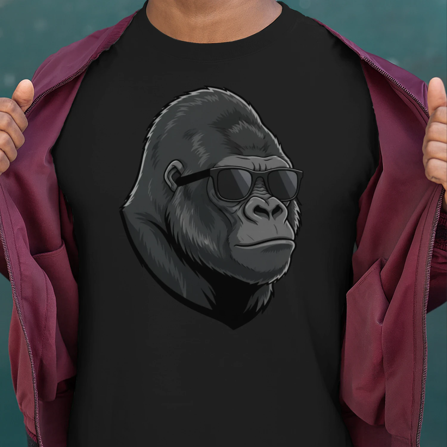 Cool Gorilla Wearing Black Sunglasses Retro Silverback Graphic