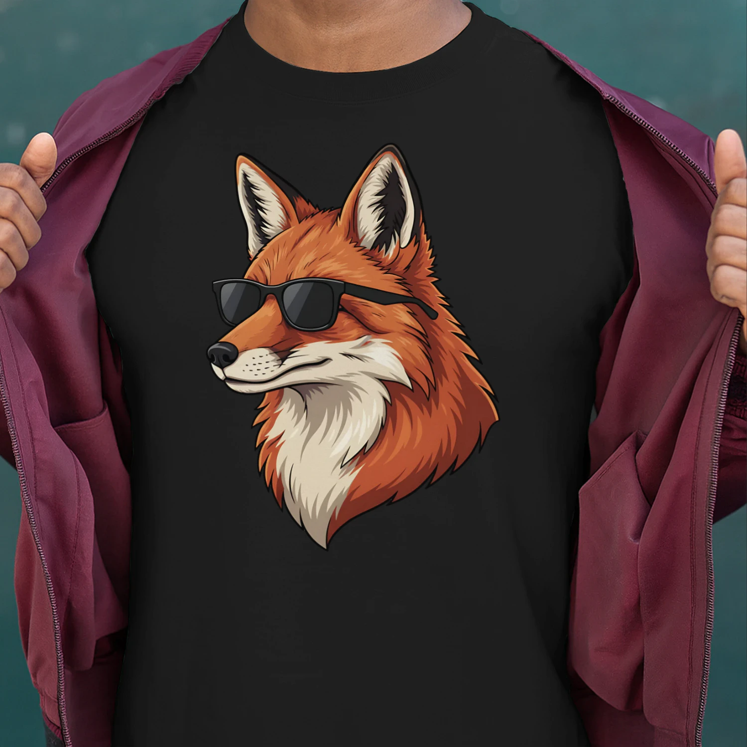 Cool Red Fox Wearing Black Sunglasses Retro Wildlife Graphic