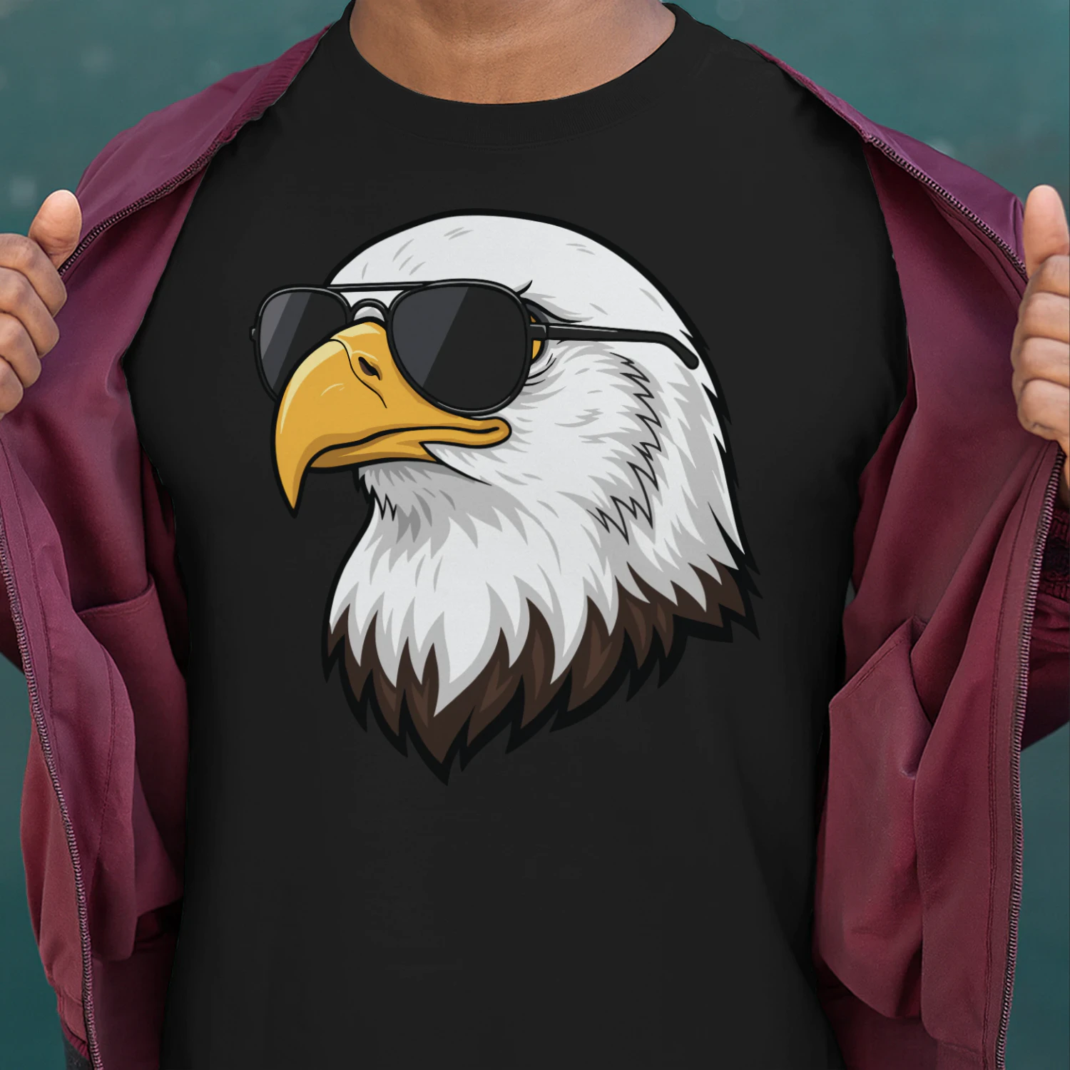 Cool Bald Eagle Wearing Black Aviator Sunglasses Patriotic Graphic