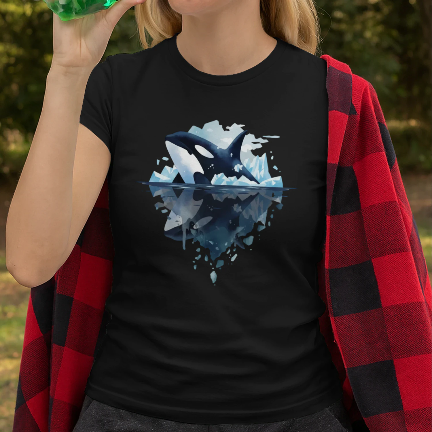 Majestic Orca Killer Whale Iceberg Water Reflection Double Exposure Graphic